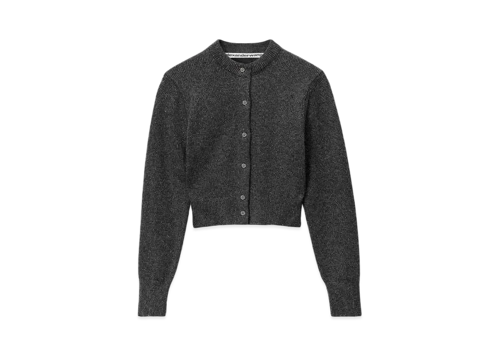 Alexander Wang Shrunken Wool Cardigan "Charcoal Melange"