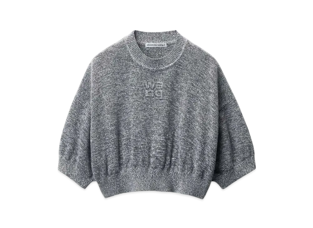 Alexander Wang Logo Embossed High-Frequency Cropped Tee "Grey Multi"