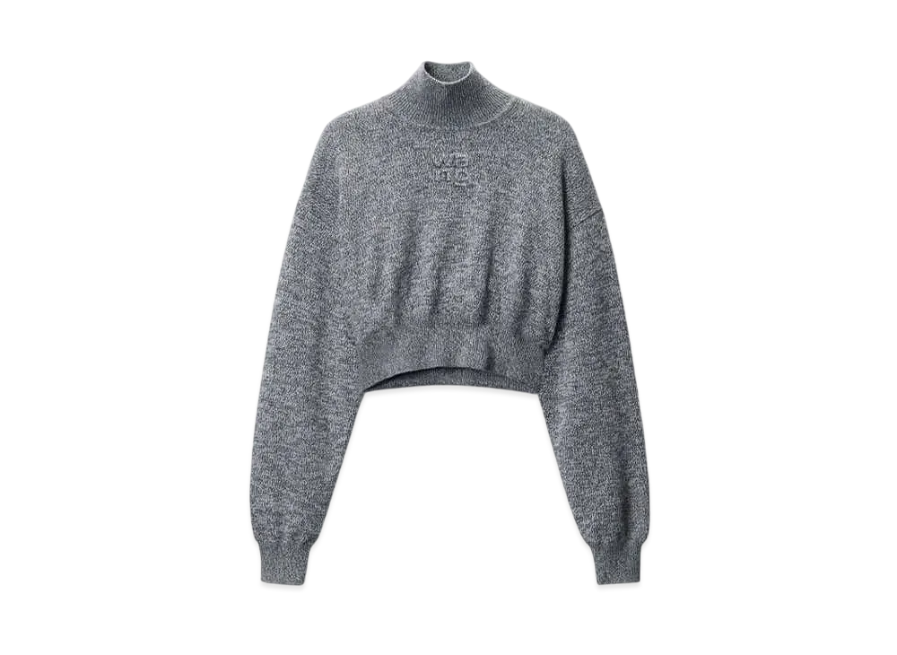 Alexander Wang Logo Embossed Cropped Sweater "Grey Multi"