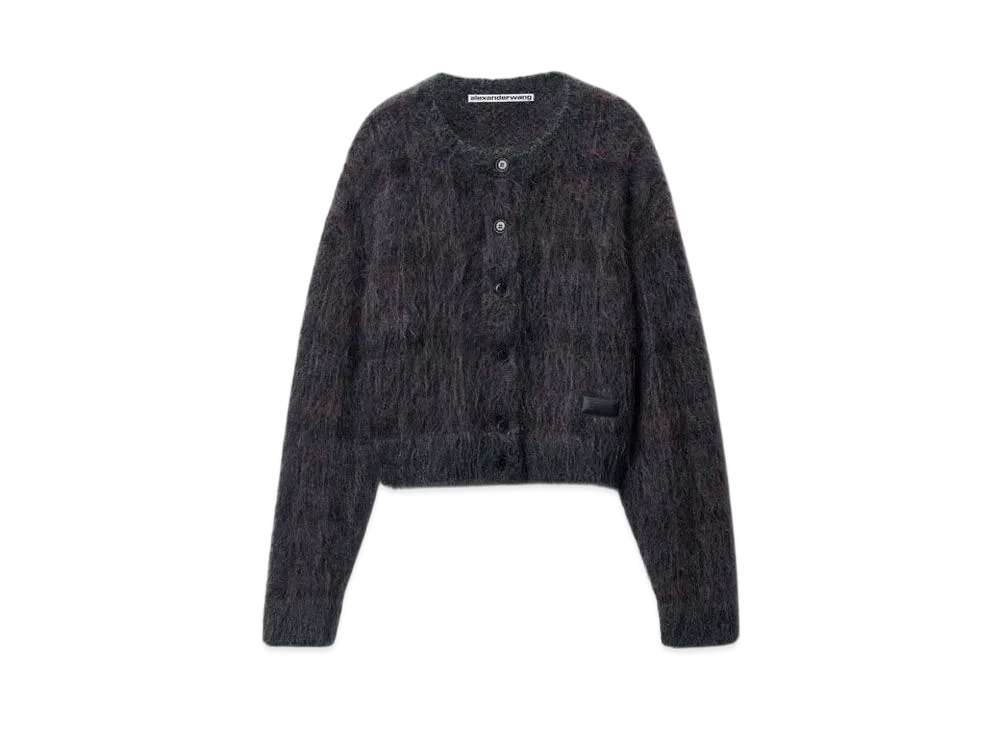 Alexander Wang Jacquard Knit Plaid Cardigan "Pink/Black Plaid"