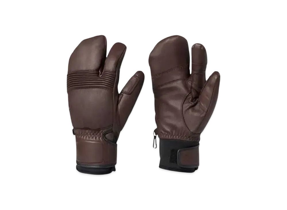 Goldwin Leather Three Finger Form Fitting Gloves (Ski / Men's) "Brown"