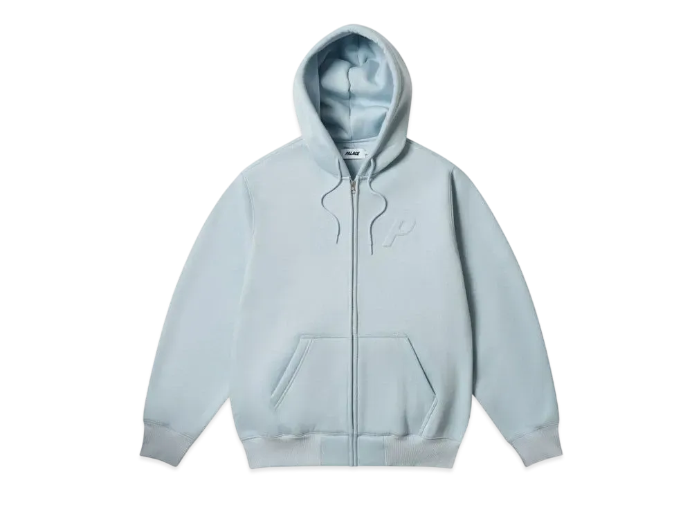PALACE Thermal Embossed P3 Zip Hood "Faint Blue"