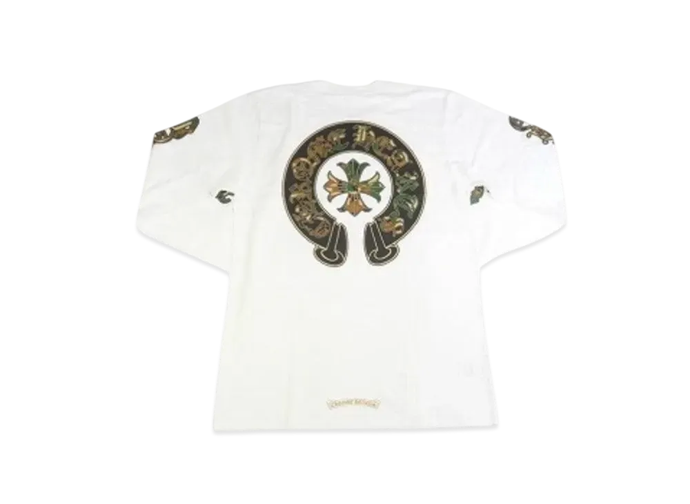 Chrome Hearts Horse Shoe 3 CEM CRS Pocket L/S T-Shirt Camouflage "White/Gold"