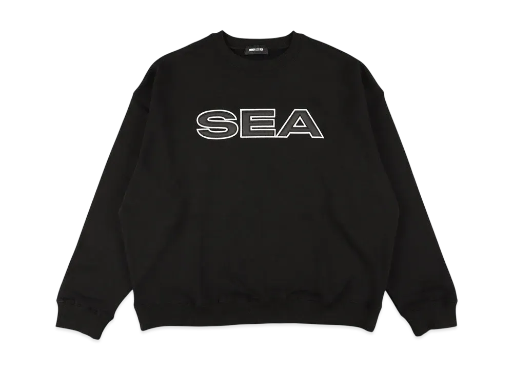 WIND AND SEA Satin Patch Crewneck Sweatshirt "Black"