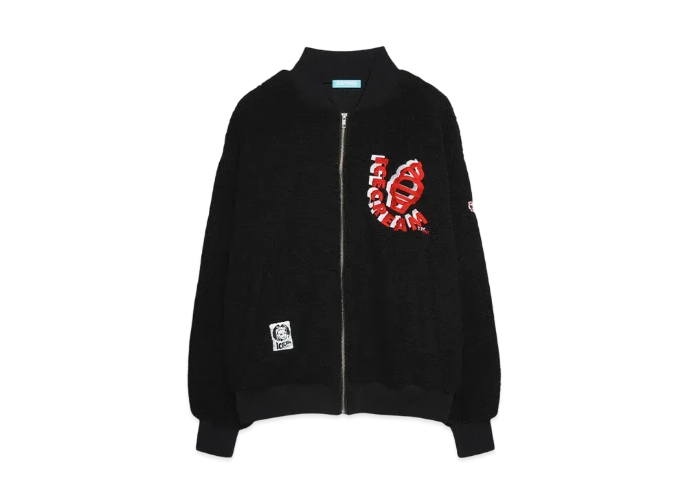 ICECREAM BOA ZIP UP VARSITY JACKET RUNNING DOG "BLACK"
