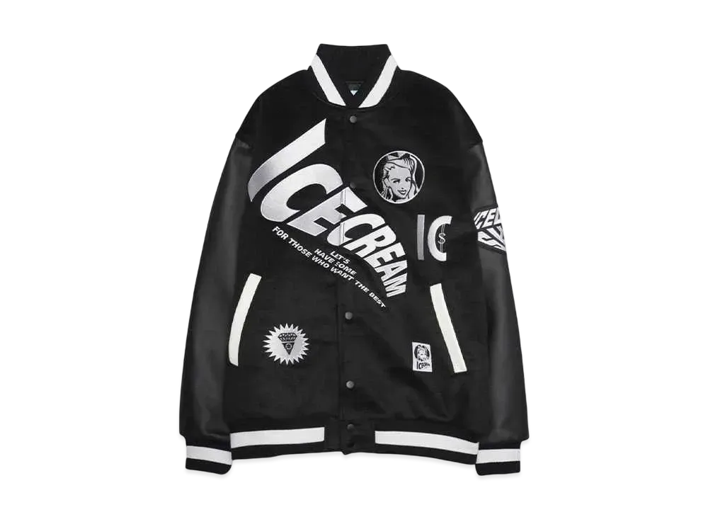 ICECREAM VARSITY JACKET "BLACK"