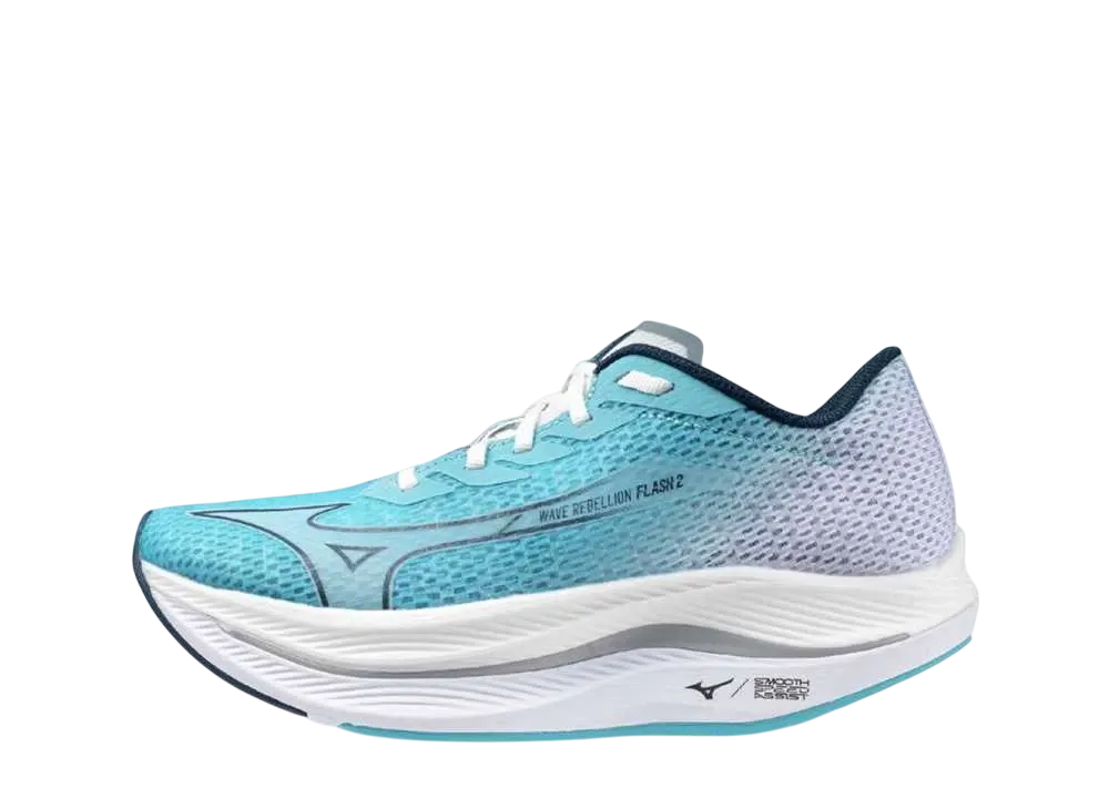ミズノ ウィメンズ ウエーブリベリオンフラッシュ 2 "ブルー/ホワイト/シルバー"