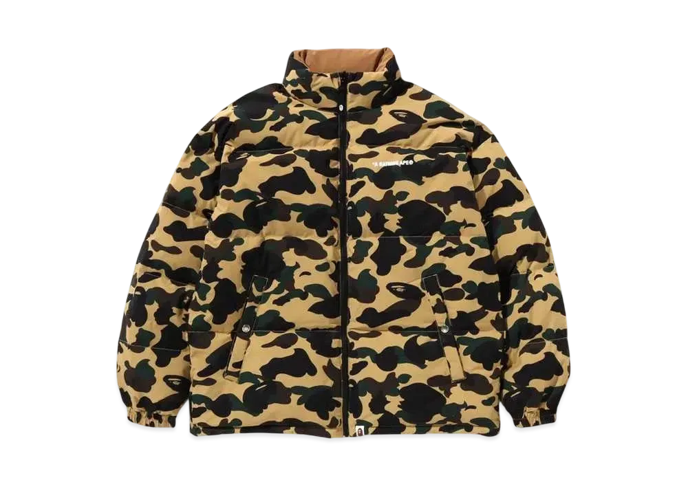 A BATHING APE KAWADA DOWN ITEMS 1st Camo Reversible Down Jacket "Yellow"