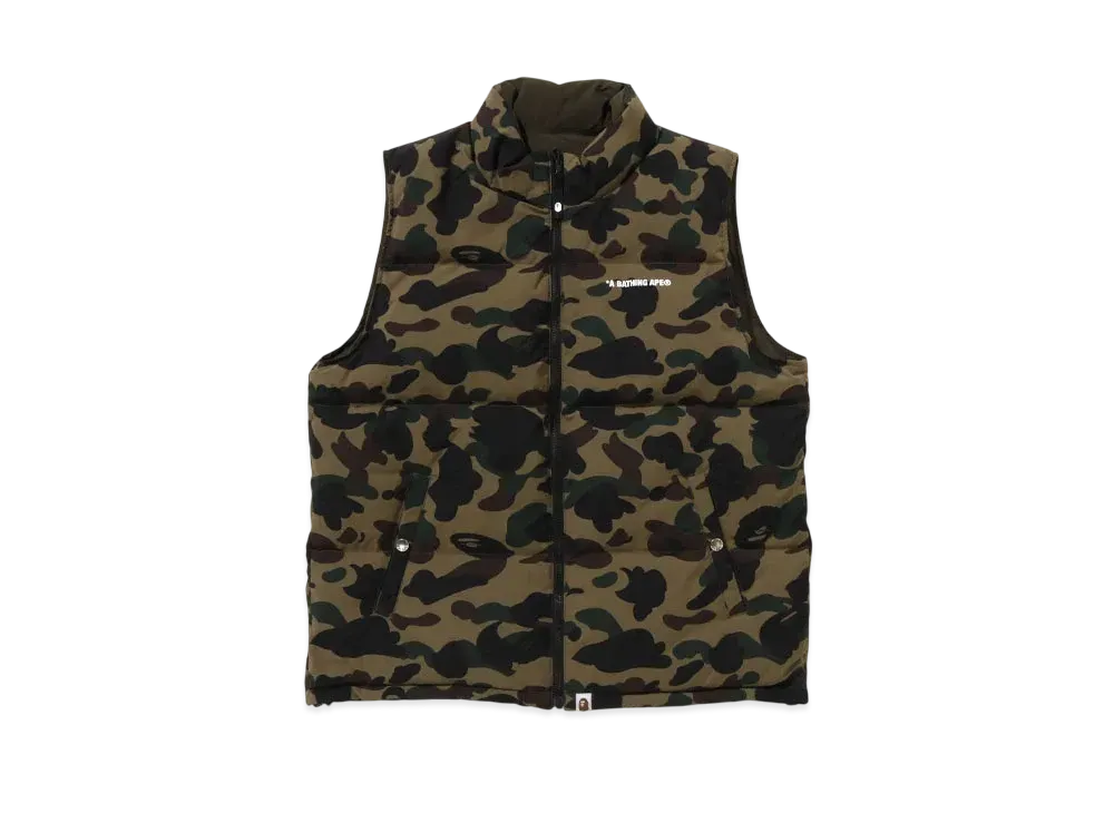 A BATHING APE KAWADA DOWN ITEMS 1st Camo Reversible Down Vest "Green"