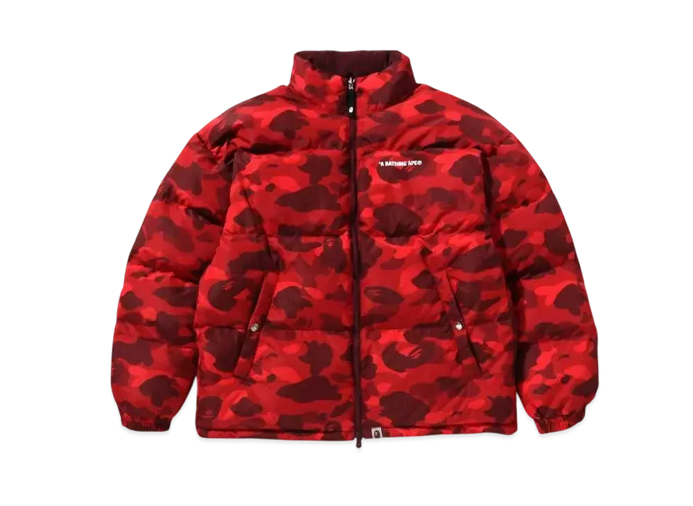 A BATHING APE KAWADA DOWN ITEMS Color Camo Reversible Down Jacket "Red"