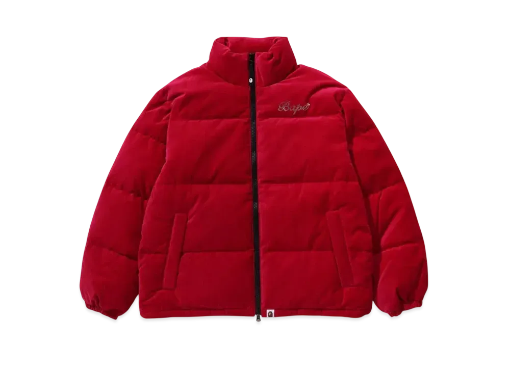 A BATHING APE KAWADA DOWN ITEMS Crystal Stone Bape Logo Velor Down Jacket "Pink"