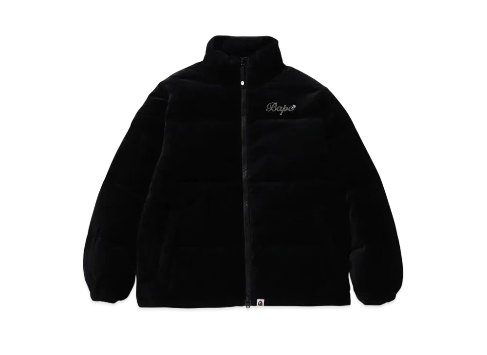 A BATHING APE KAWADA DOWN ITEMS Crystal Stone Bape Logo Velor Down Jacket "Black"