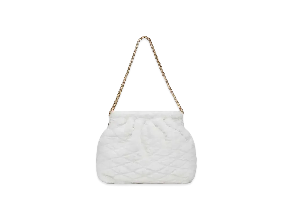 CHARLES & KEITH Duo Furry Chain Handle Hobo Bag "White"