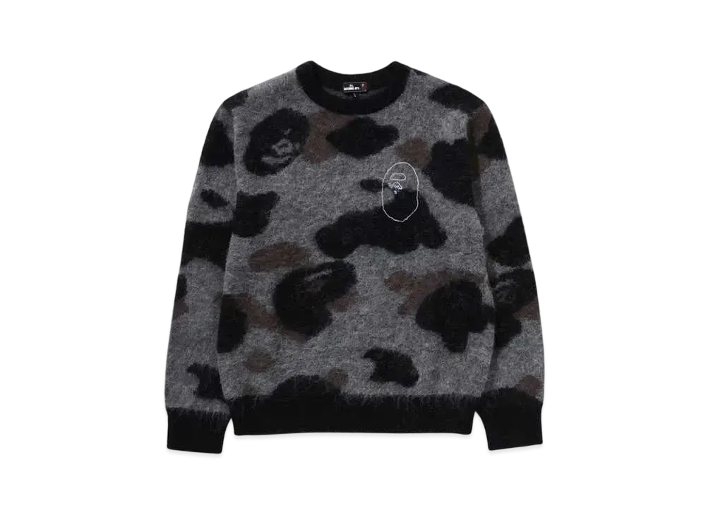 A BATHING APE Mr. BATHING APE 24FW Camo Jacquard Sweater "Black"