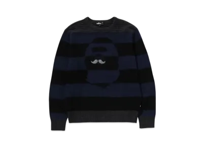 A BATHING APE Mr. BATHING APE 24FW Stripe Jacquard Sweater "Navy"