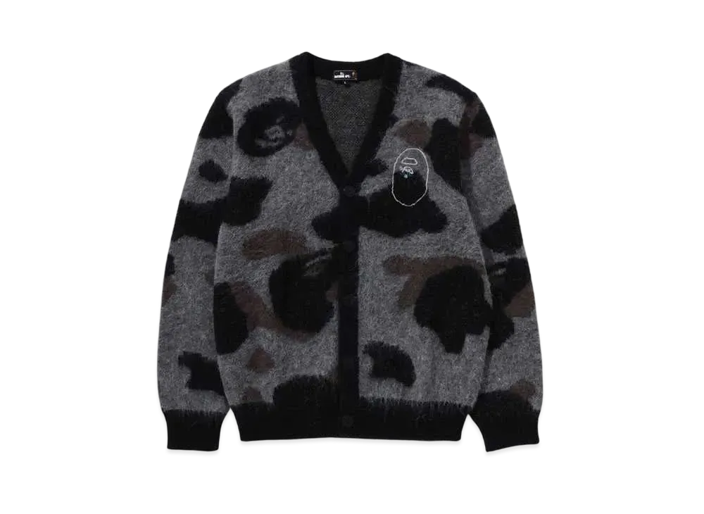 A BATHING APE Mr. BATHING APE 24FW Camo Mohair Jacquard Cardigan "Black"