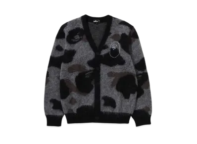 A BATHING APE Mr. BATHING APE 24FW Camo Mohair Jacquard Cardigan "Black"