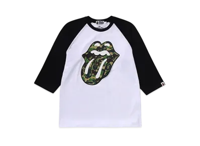 A BATHING APE x THE ROLLING STONES Camo Tongue Raglan Tee "White"
