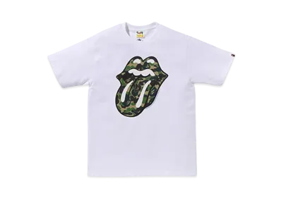A BATHING APE x THE ROLLING STONES Camo Tongue Raglan S/S Tee "White"