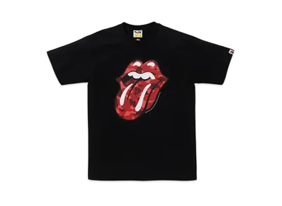 A BATHING APE x THE ROLLING STONES Camo Tongue Raglan S/S Tee "Black"