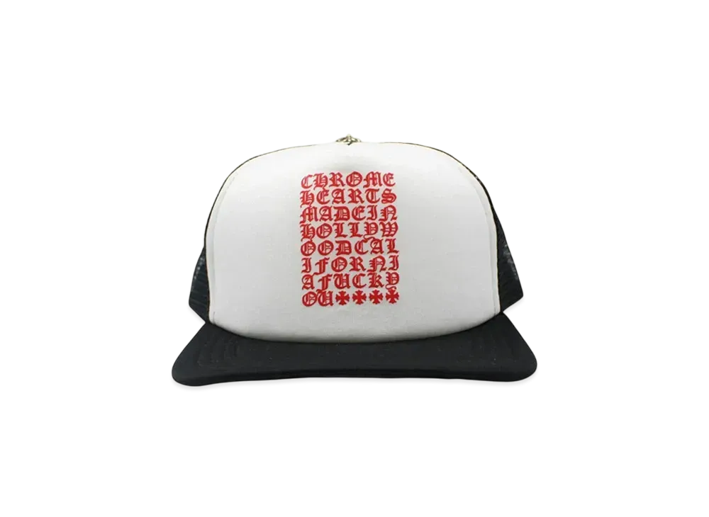 Chrome Hearts Trucker Cap King Taco CH Scroll "White/Red"