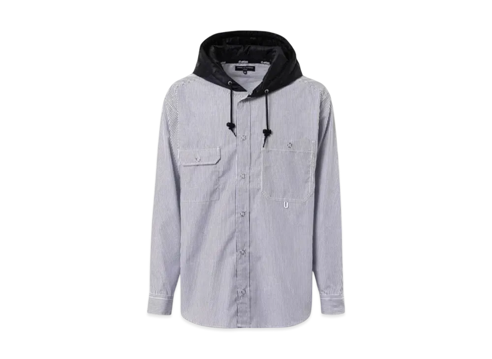 COMME des GARCONS HOMME 24FW Last Delivery Cotton Stripe Shirt Hoodie "Navy"