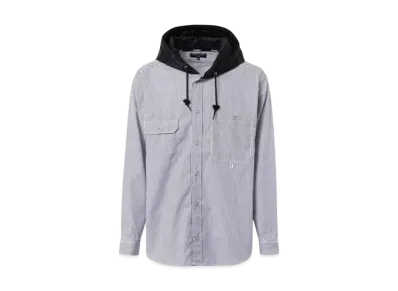 COMME des GARCONS HOMME 24FW Last Delivery Cotton Stripe Shirt Hoodie "Navy"