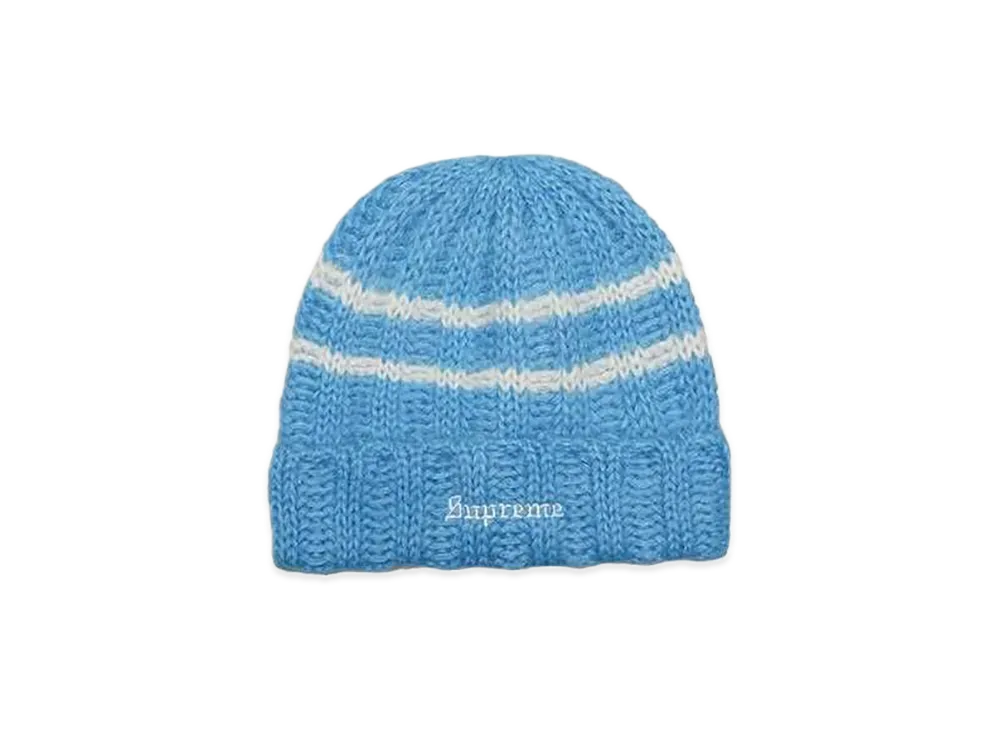 Supreme Brushed Stripe Beanie "Blue"