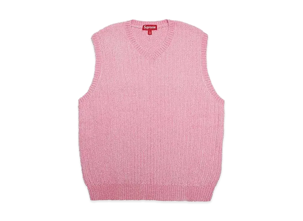 新品 24FW Supreme Chenille Sweater Vest S Supreme】Chenille Sweater Vest☆Pink☆24FW☆ (Supreme/ベスト