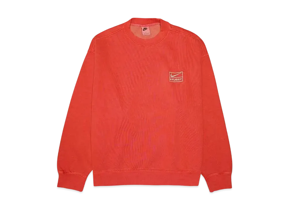 ナイキ x ステューシー ピグメント ダイ フリース クルー (USサイズ) "ハバネロ レッド" FQ3015-642