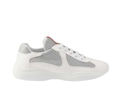 PRADA Women's America's Cup Biker Fabric Sneakers "White/Silver"