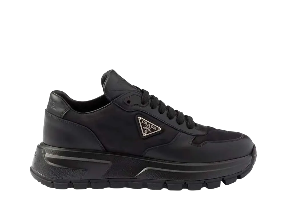 PRADA Women's Prax 01 Re-Nylon and Leather Sneakers "Black"