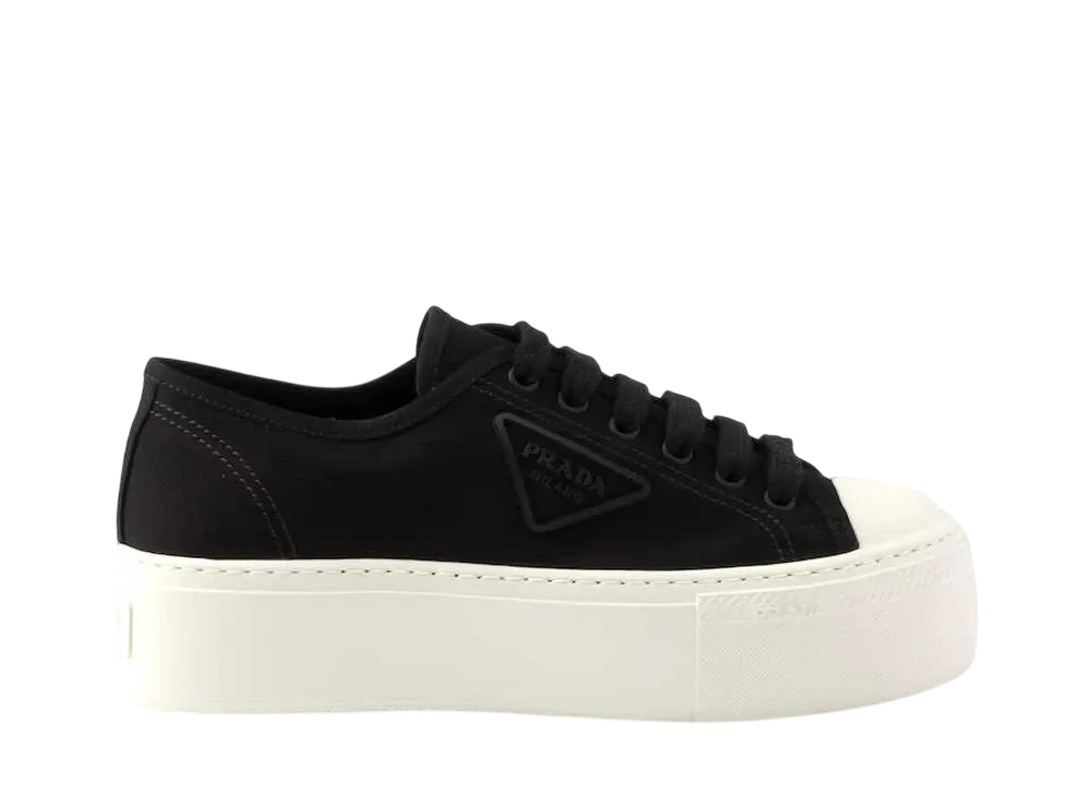 PRADA Women's Laced Fabric Sneakers "Black"