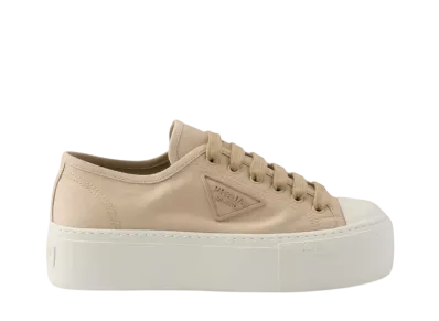 PRADA Women's Laced Fabric Sneakers "Beige"