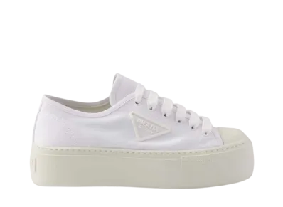 PRADA Women's Laced Fabric Sneakers "White"