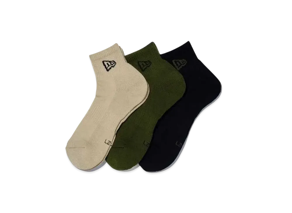 NEW ERA Socks Ankle 3 Pair Military Pack "Black/Olive/Khaki"