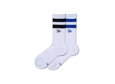 NEW ERA Socks Crew 2 Pair Line Flag Logo Embroidery "Black/Blue"