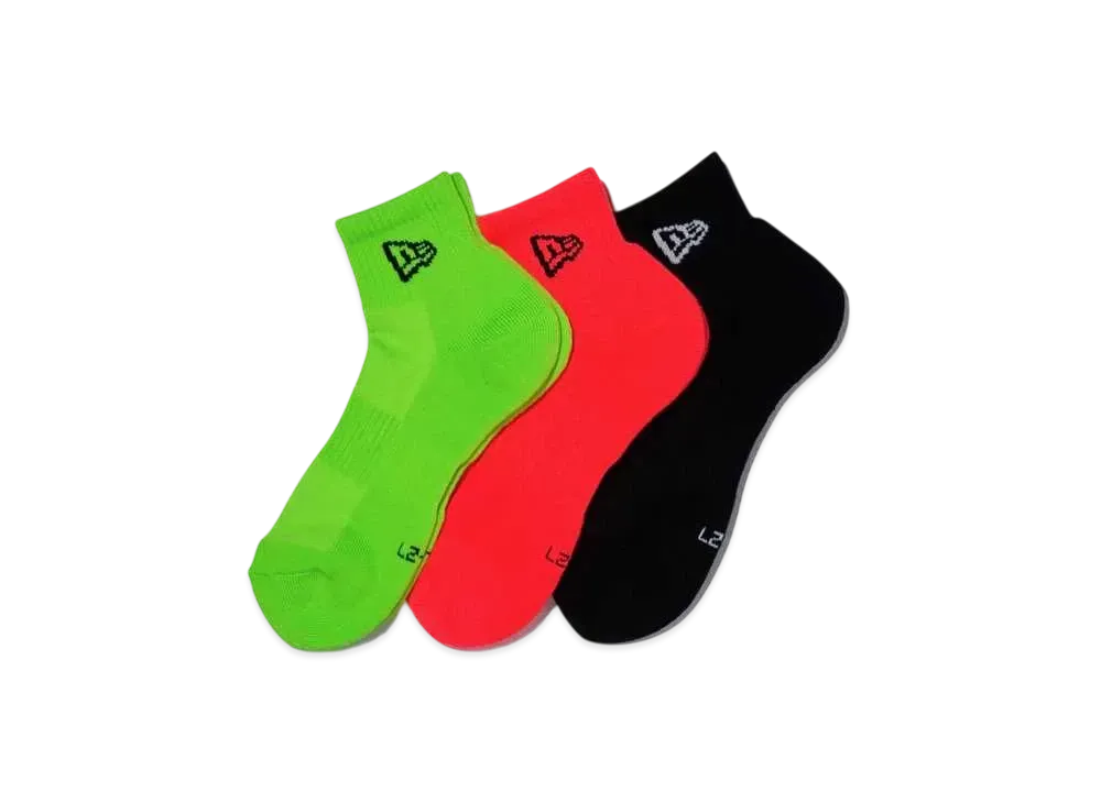 NEW ERA Socks Ankle 3 Pair Flash Pack "Black/Neon Orange/Neon Green"