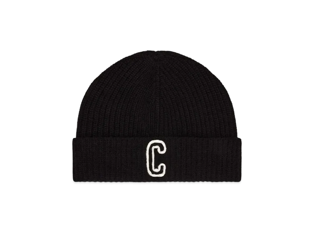CELINE Initial Beanie In Ribbed Wool "Black"