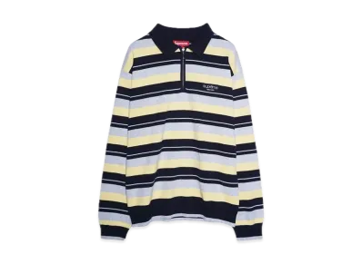 Supreme Stripe Zip L/S Polo "Navy"