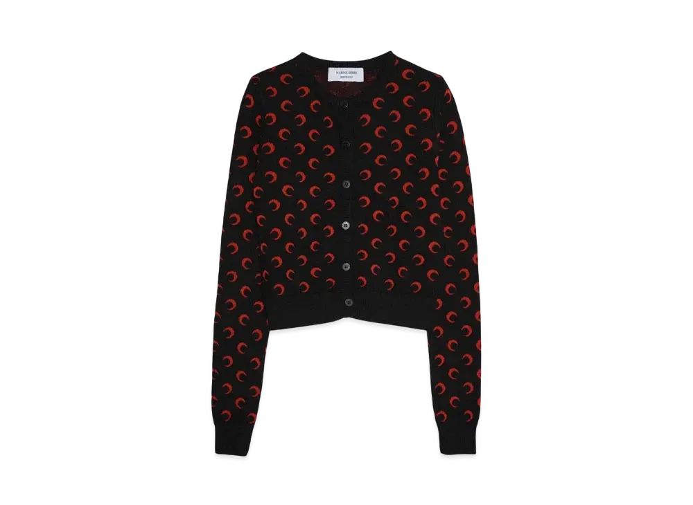Marine serre MOON JACQUARD KNIT FITTED CARDIGAN "BLACK"