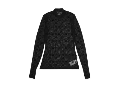 Marine serre MOONOGRAM MESH FLOCK SECOND SKIN HIGHNECK TOP "BLACK"