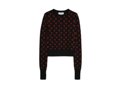 Marine serre MOON JACQUARD KNIT FITTED SWEATER "BLACK"