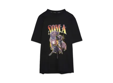 Marine serre COTTON JERSEY LOOSE FIT T-SHIRT "BLACK SOMA PRINT"