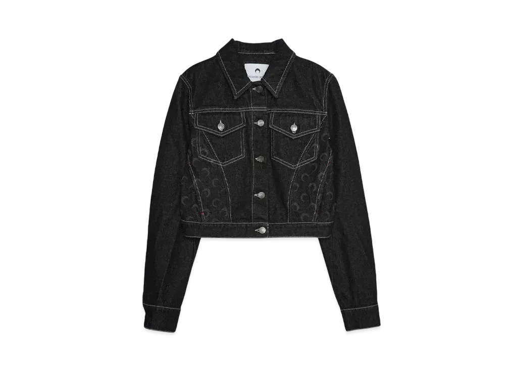 Marine serre MOON LASER DENIM CROPPED JACKET "BLACK"