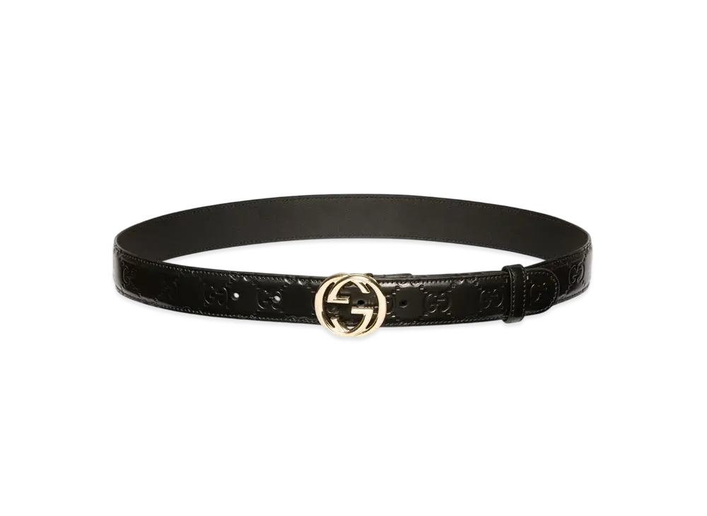 GUCCI Belt with Interlocking G Buckle "Black"