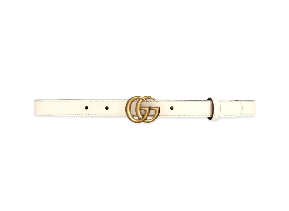 GUCCI GG Marmont Thin Belt "White"