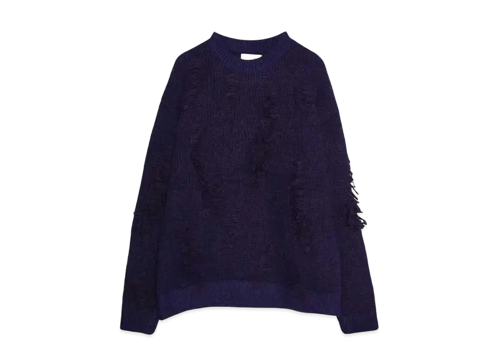 TAUPE ALPACA CRASH CREW NECK KNIT "BLACK"