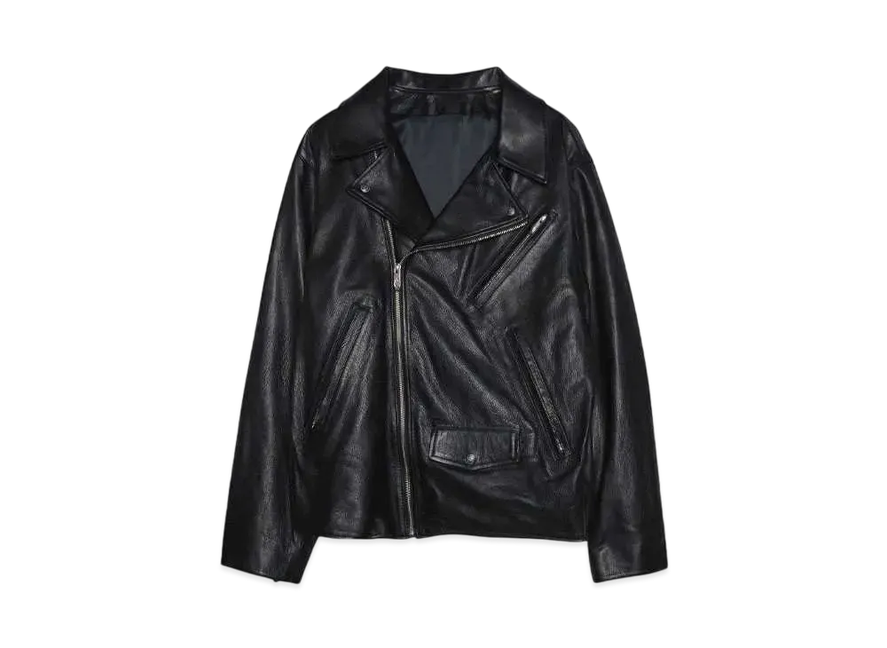 PORTER CLASSIC PC RIDERS JACKET W/LOVE &PEACE SILVER "BLACK"