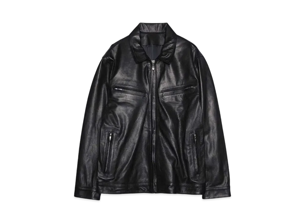 PORTER CLASSIC PC SINGLE RIDERS JACKETW/LOVE & PEACE SILVER "BLACK"